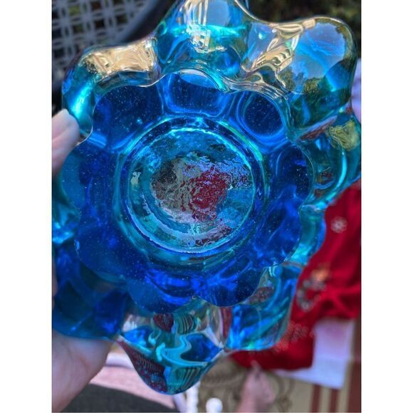 Lorraine Glass Deep Sea Blue Ashtray 1960-1970 - Picture 4 of 4